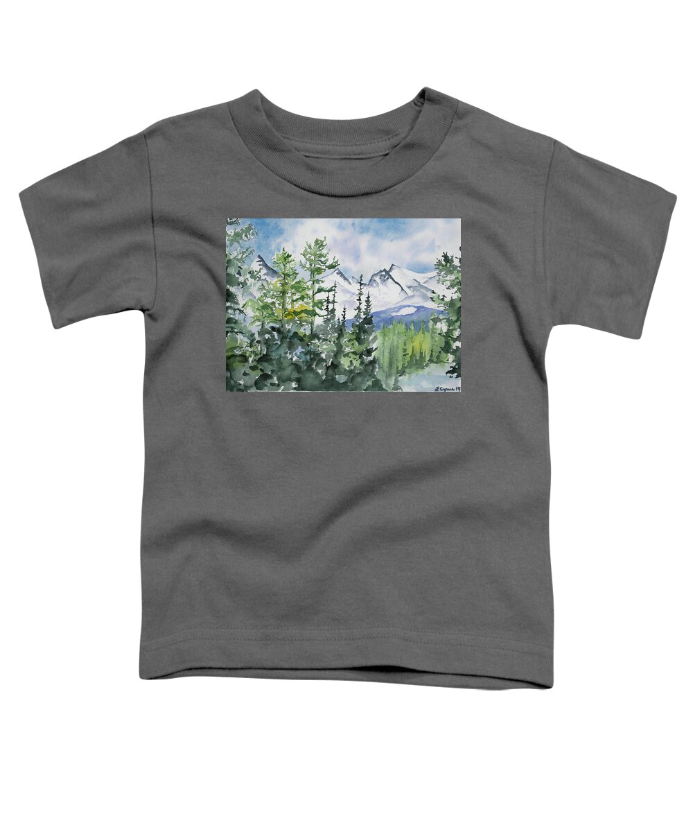 Brainard Lakes Toddler T-Shirt featuring the painting Watercolor - Brainard Lakes Winter Landscape by Cascade Colors