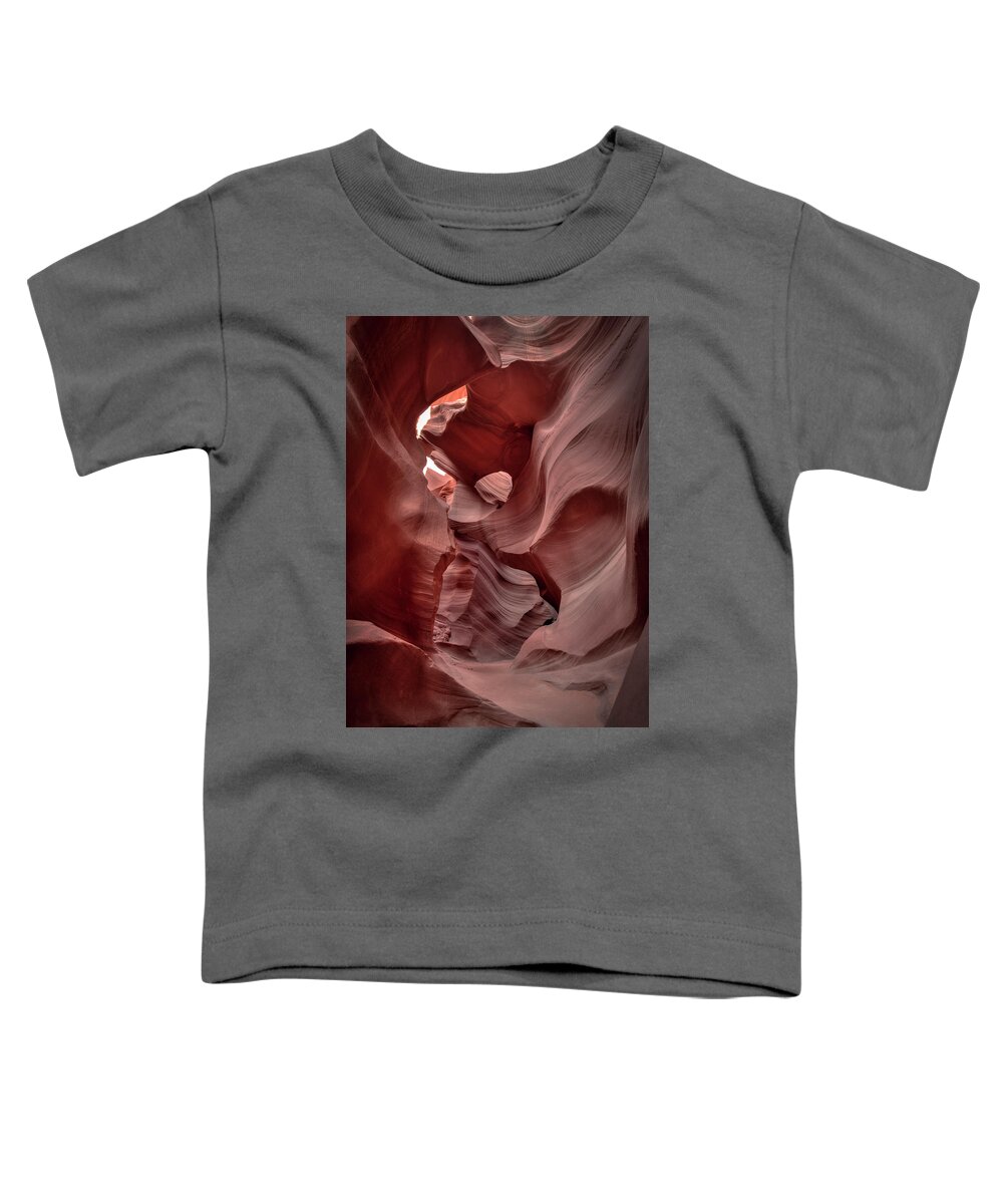 Lower Antelope Canyon Toddler T-Shirt featuring the photograph Waves and Curls by Laura Hedien