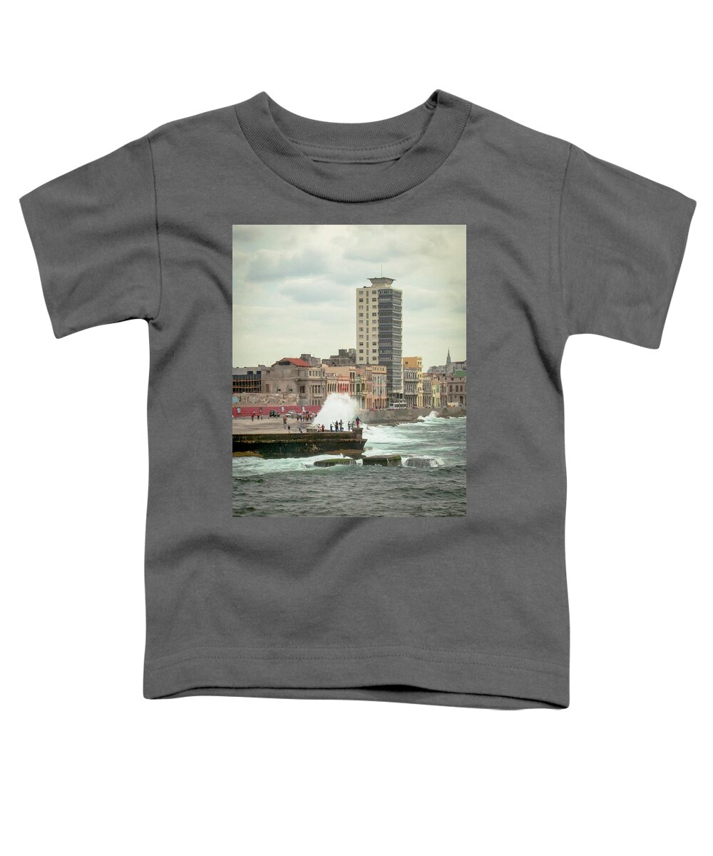Tourism Toddler T-Shirt featuring the photograph Wet Malecon by Laura Hedien