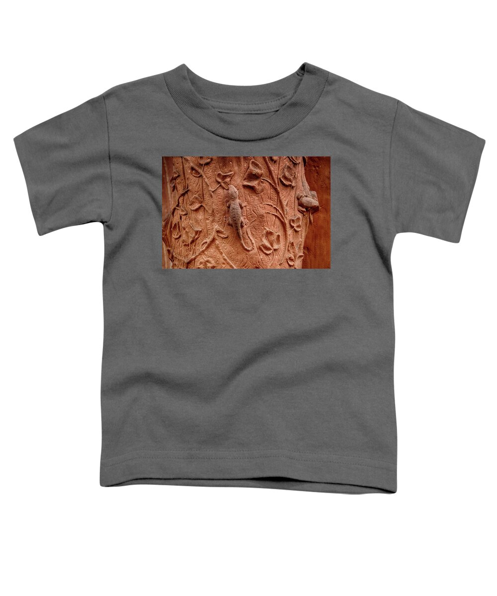 Germany Toddler T-Shirt featuring the photograph Whimsical and lifelike carvings on Heidelberg castle by Steve Estvanik