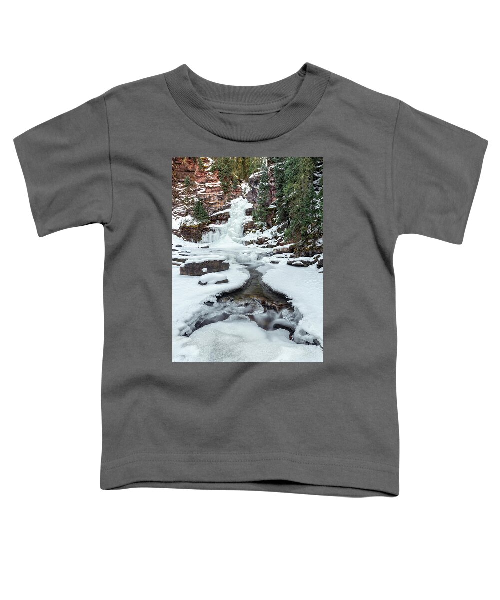 Waterfall Toddler T-Shirt featuring the photograph Winter Falls by Angela Moyer