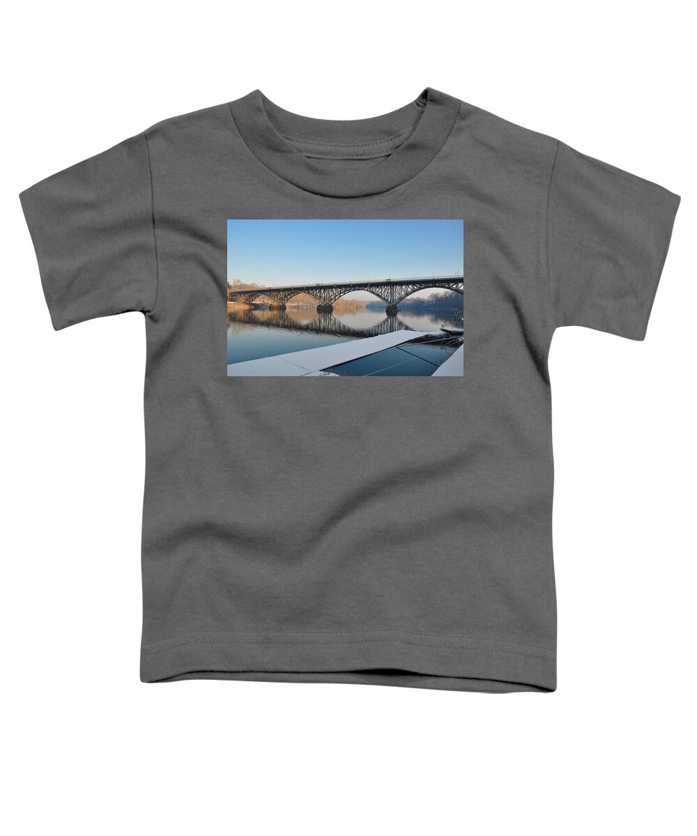 Winter Toddler T-Shirt featuring the photograph Winter - Strawberry Mansion Bridge by Bill Cannon