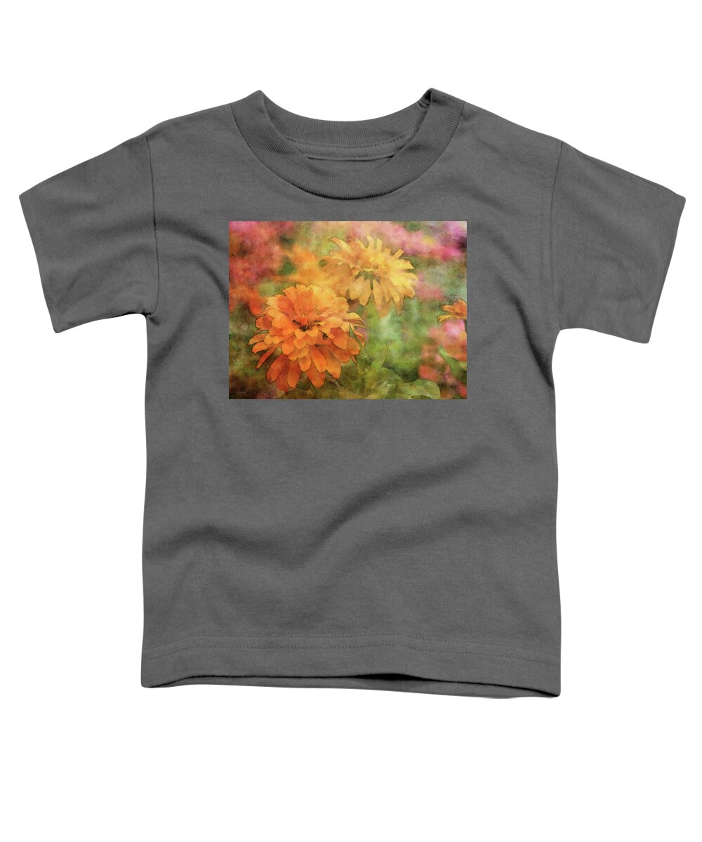 Impressionist Toddler T-Shirt featuring the photograph Zinnias 3063 IDP_2 by Steven Ward