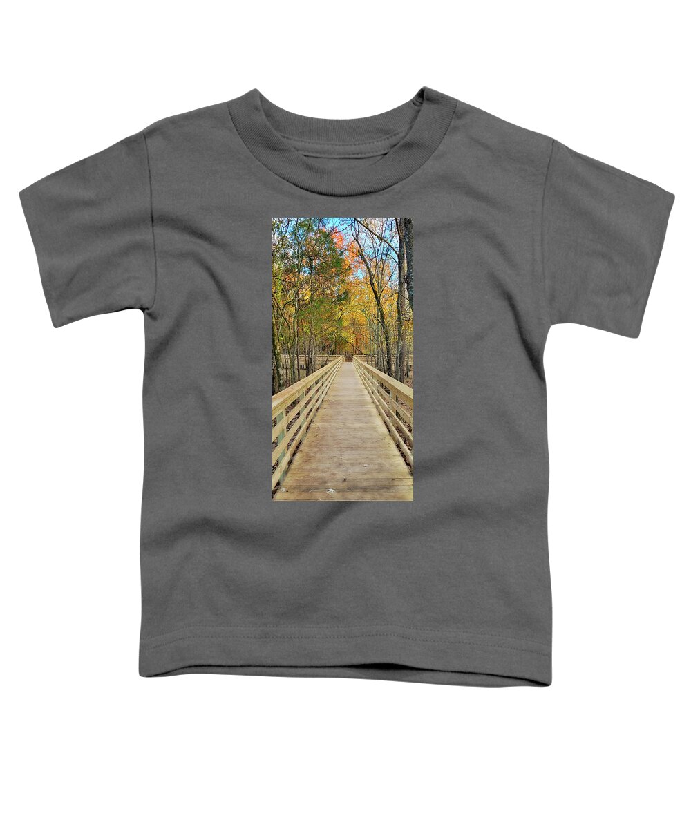 Nature Toddler T-Shirt featuring the photograph A Bridge Through the Forest #1 by Ally White