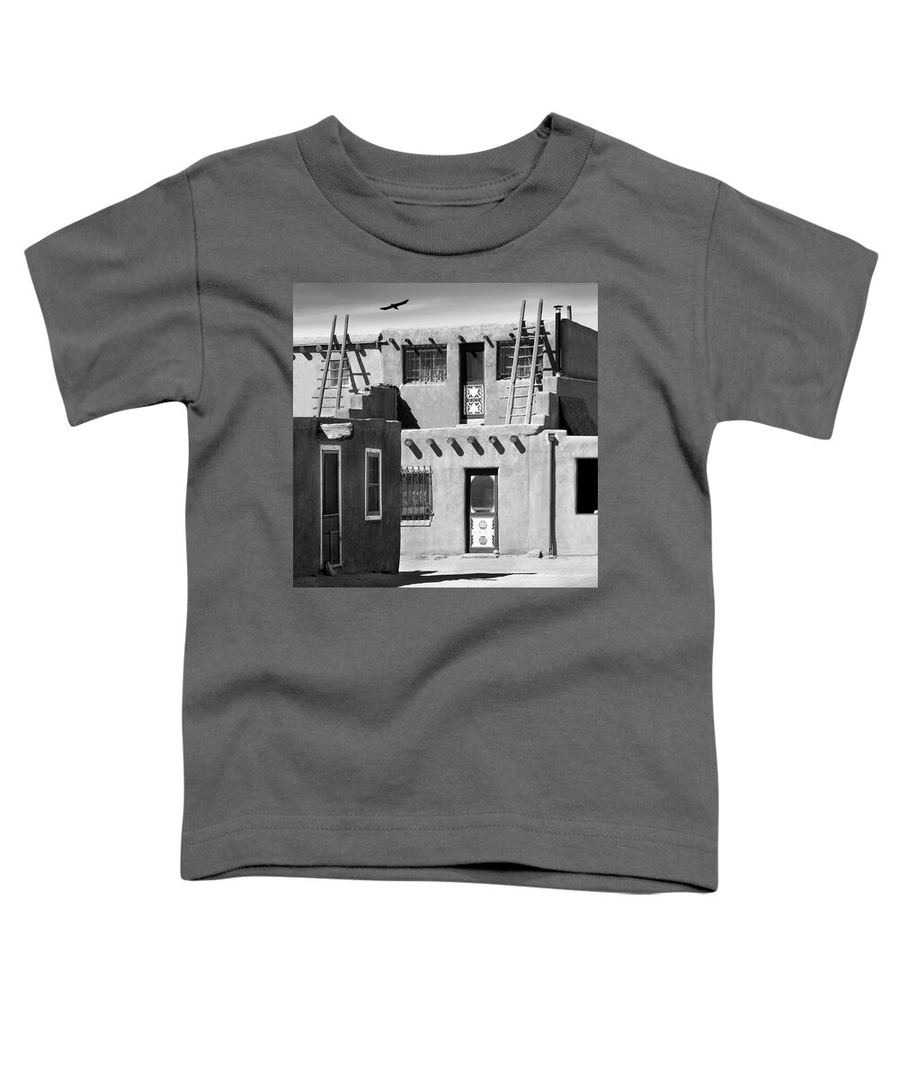 Acoma Pueblo Toddler T-Shirt featuring the photograph Acoma Pueblo Adobe Homes B W by Mike McGlothlen