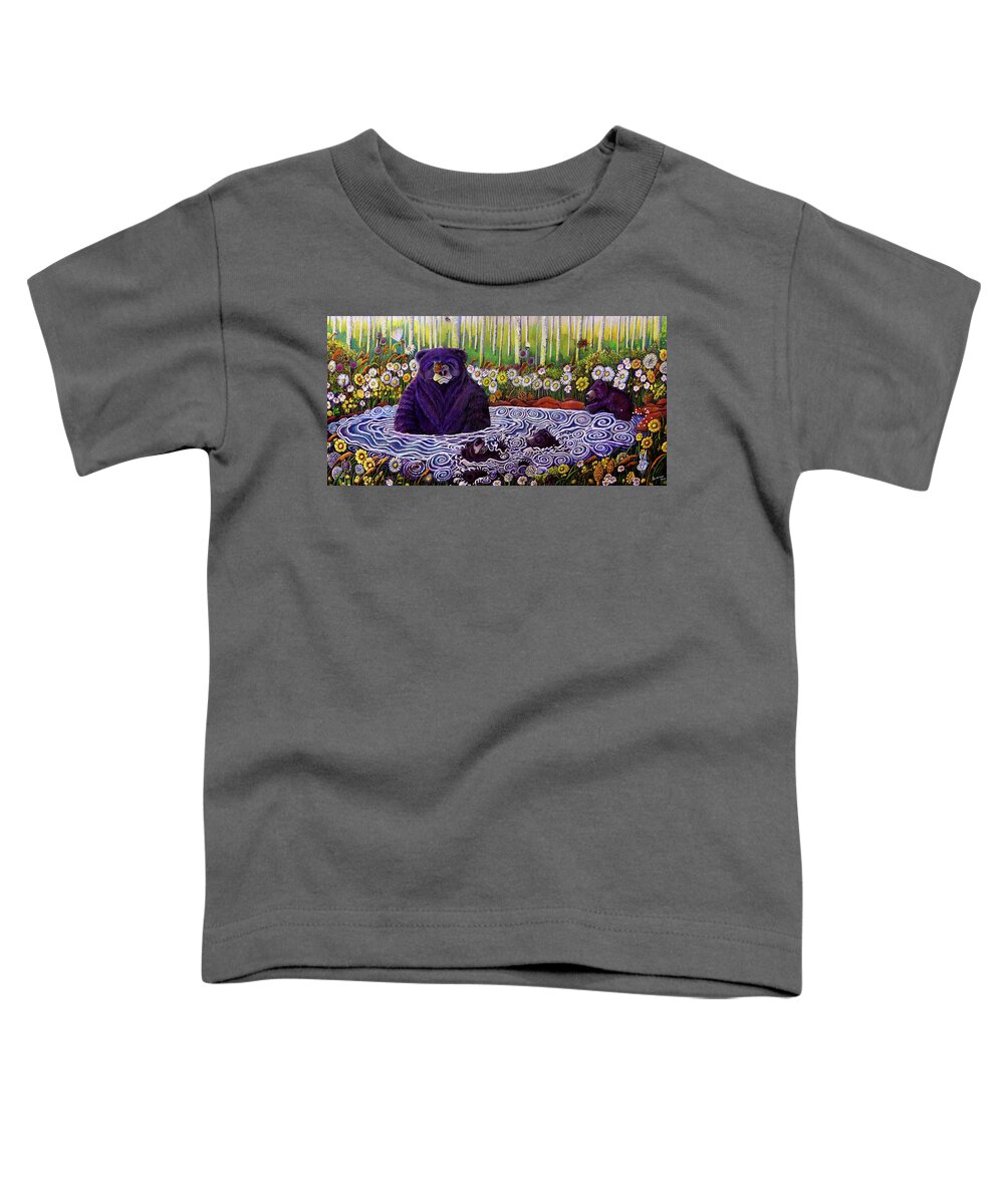 Bear Toddler T-Shirt featuring the painting Bear Pond #1 by David Sockrider