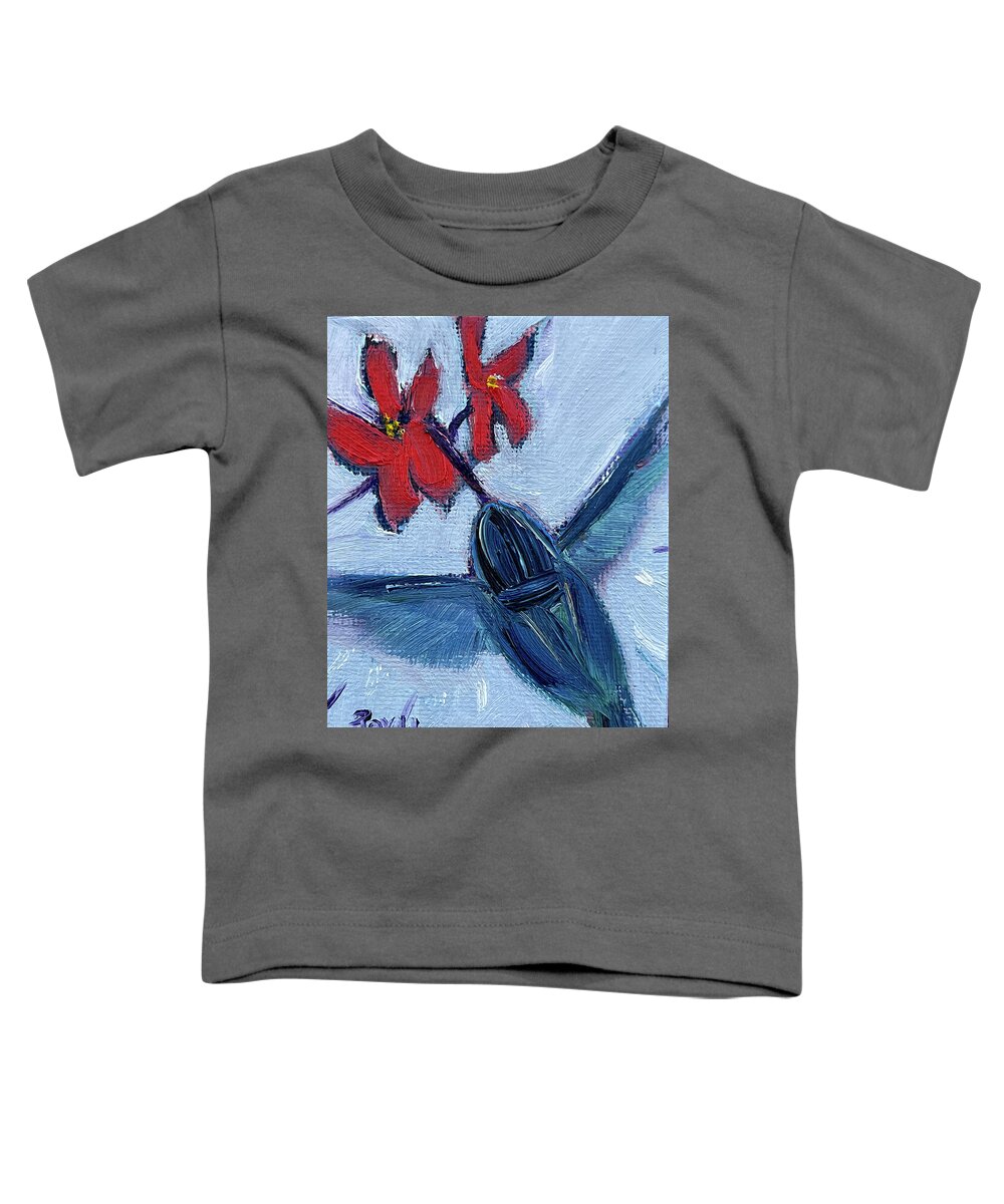 Hummingbird Toddler T-Shirt featuring the painting Blue Hummingbird #1 by Roxy Rich