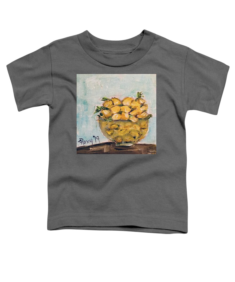 Lemons Toddler T-Shirt featuring the painting Bowl of Lemons #1 by Roxy Rich