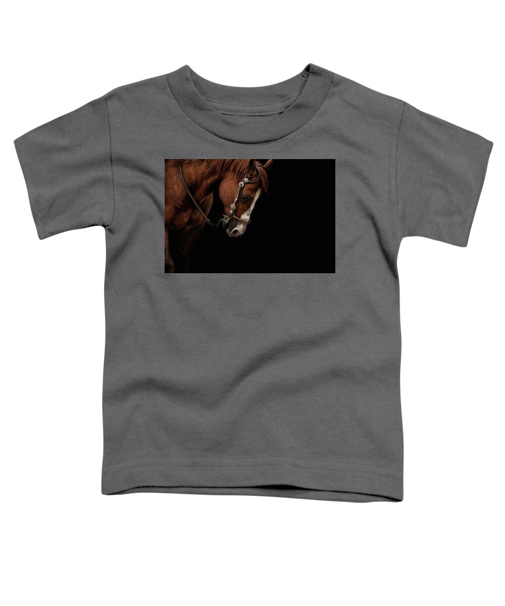 Quarter Horse Toddler T-Shirt featuring the photograph Bridled #1 by Ryan Courson
