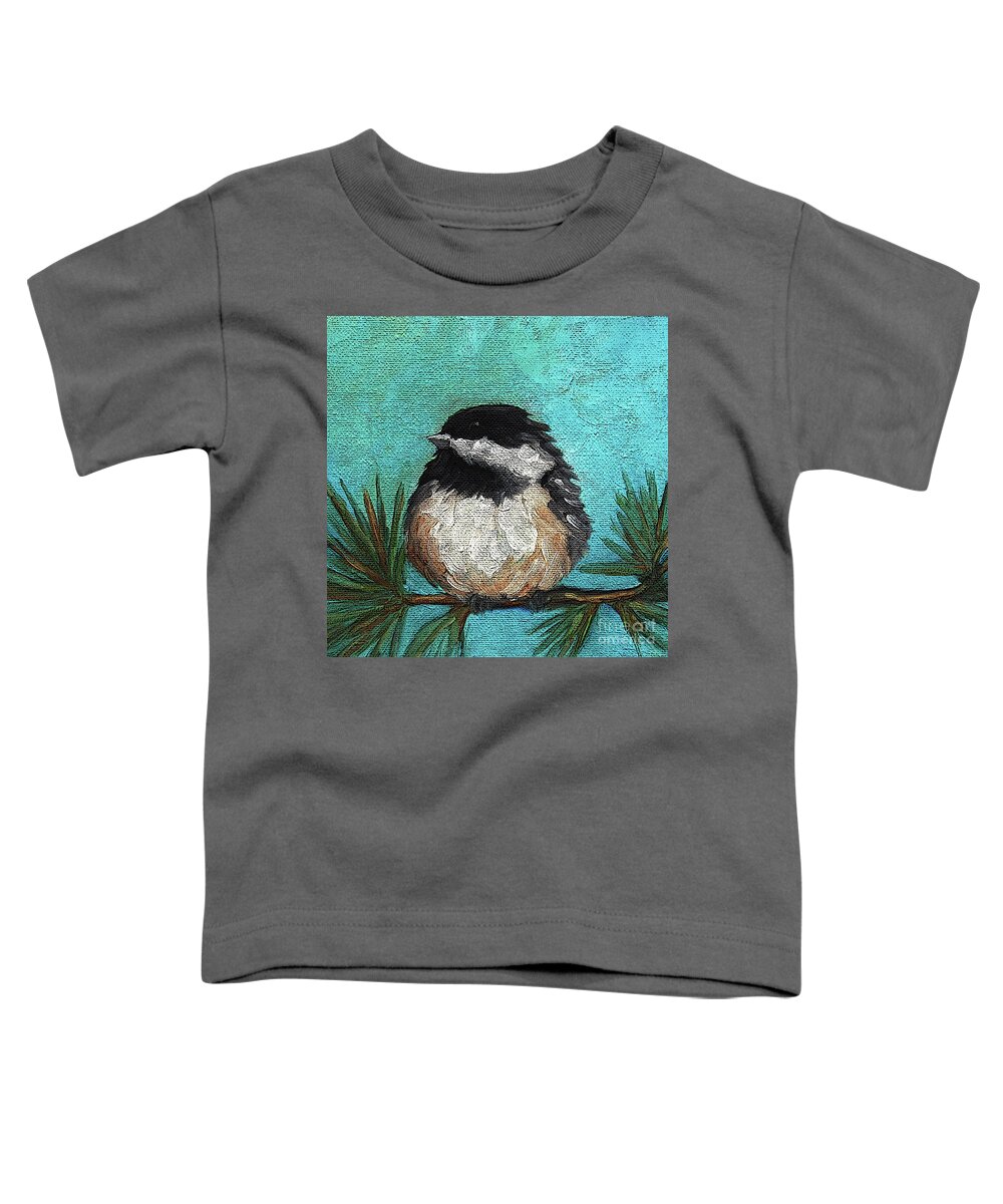 Bird Image Toddler T-Shirt featuring the painting 1 Chickadee by Victoria Page