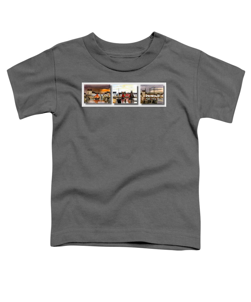 Ireland Toddler T-Shirt featuring the painting Cladagh Harbour Galway #1 by Val Byrne