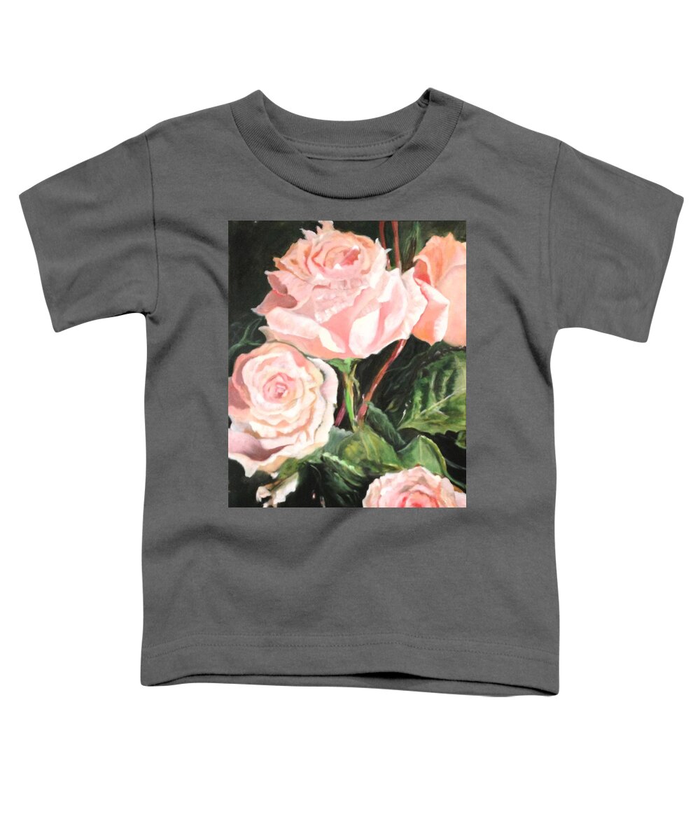 Pink Roses Toddler T-Shirt featuring the painting Elegant Dancer by Juliette Becker