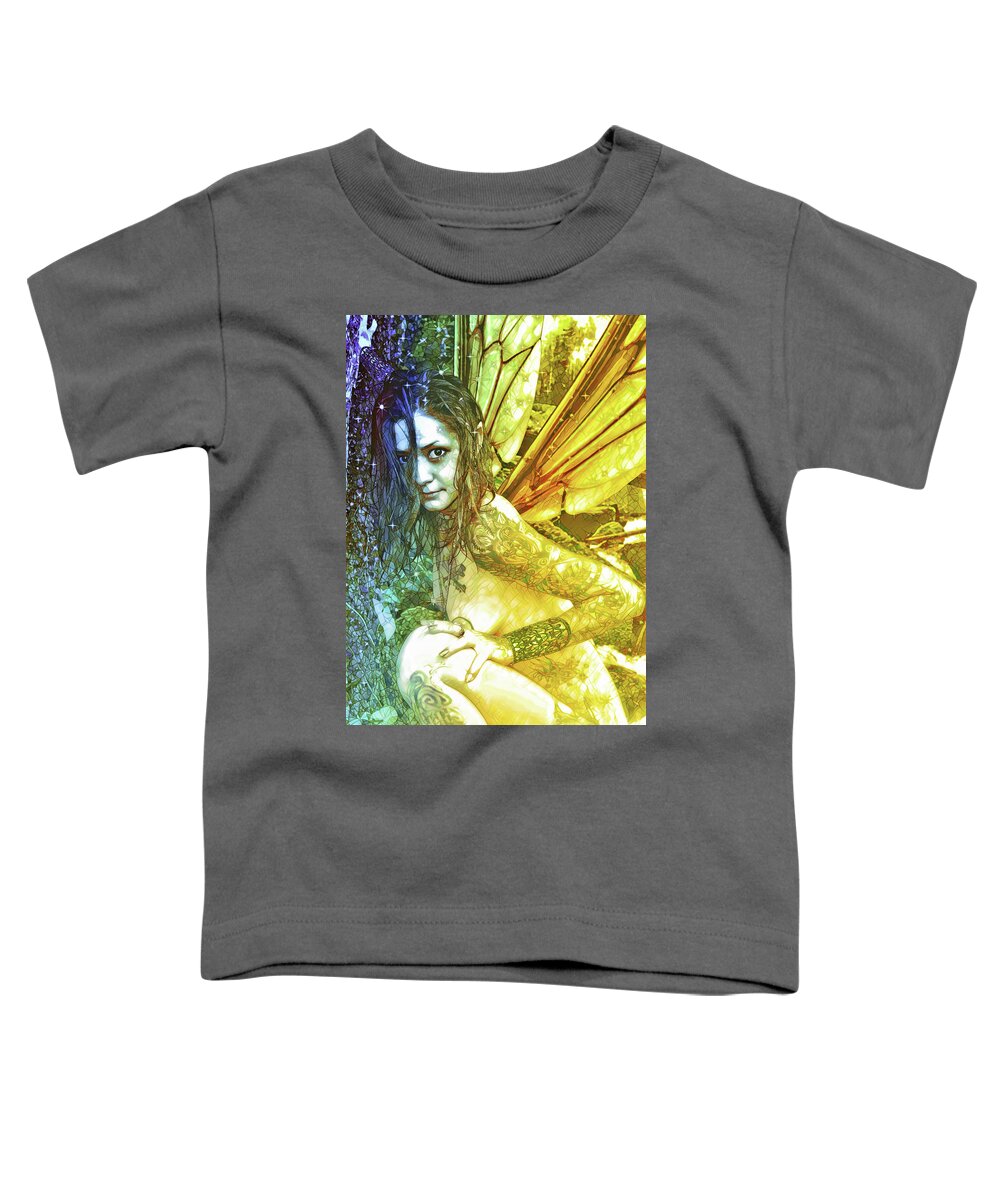 Dark Toddler T-Shirt featuring the digital art Fairy Tales Stained Glass #2 by Recreating Creation