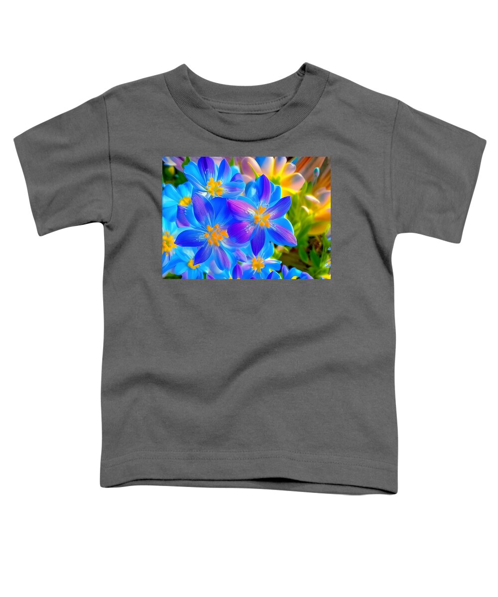 Digital Toddler T-Shirt featuring the digital art Flower Blues #1 by Beverly Read