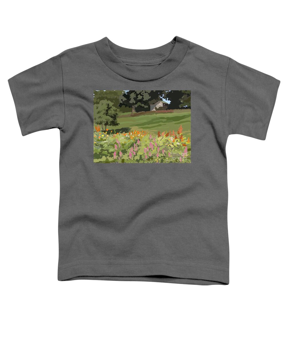 Flower Toddler T-Shirt featuring the digital art Flower Farm Hill #1 by Anne Marie Brown