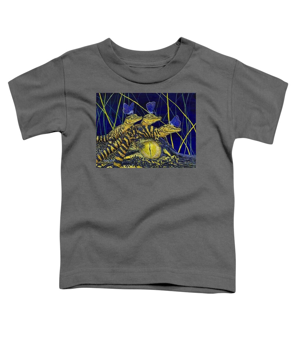 Gator Toddler T-Shirt featuring the painting Gator Nursery #1 by David Joyner
