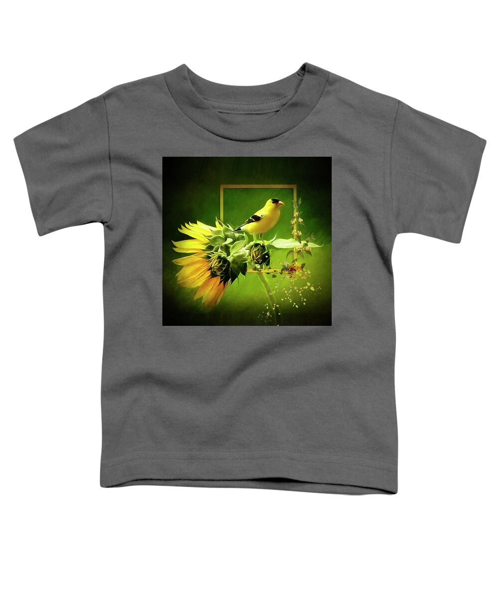 Goldfinch Toddler T-Shirt featuring the digital art Goldfinch #1 by Maggy Pease