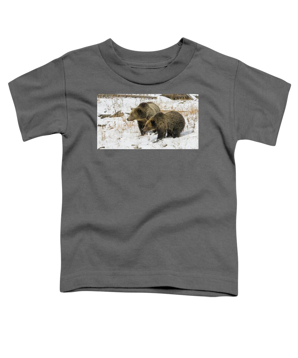 Yellowstone Toddler T-Shirt featuring the photograph Grizzly Sow and Cub #1 by Patrick Nowotny
