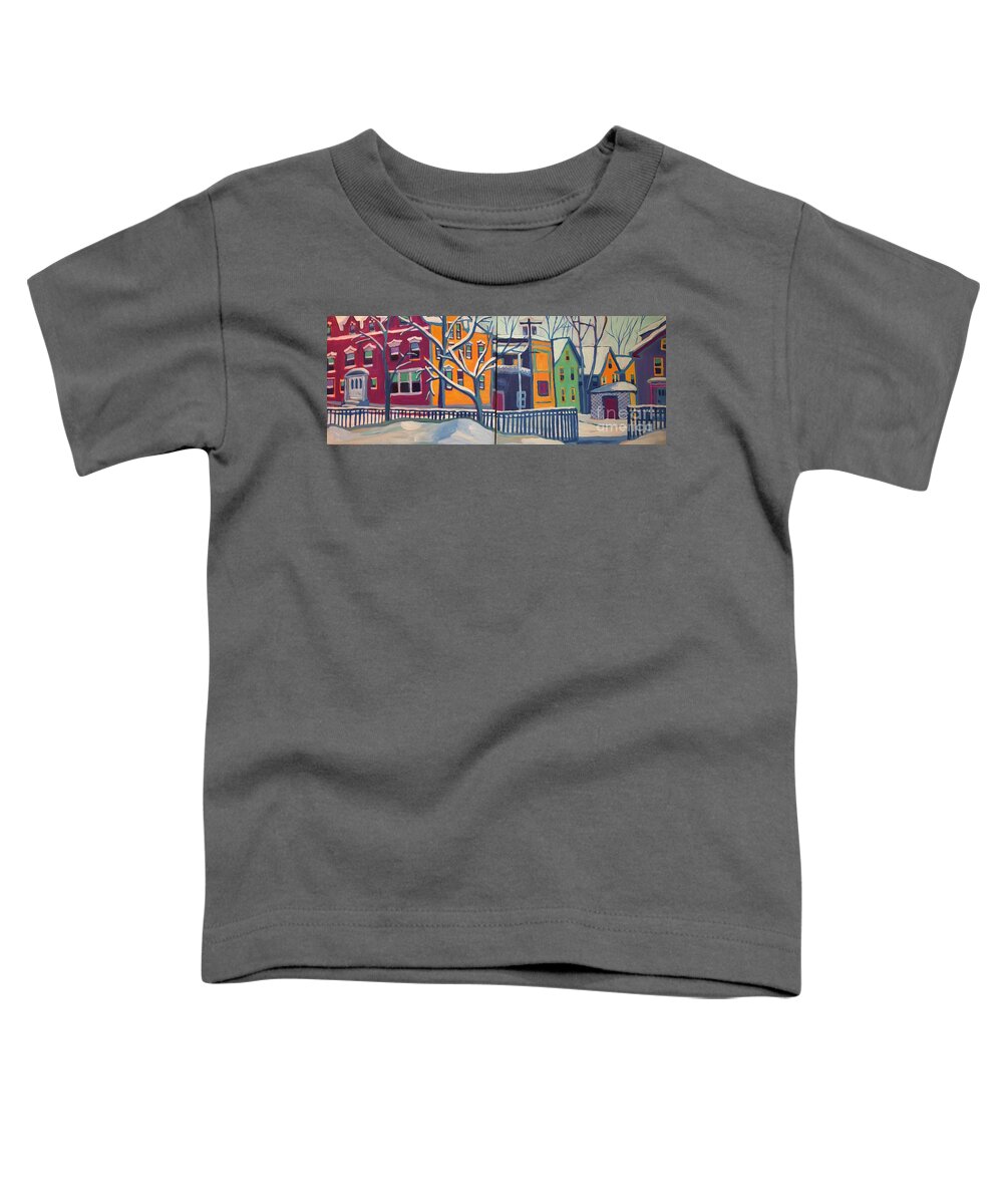 Landscape Toddler T-Shirt featuring the painting Lawrence Snowfall by Debra Bretton Robinson