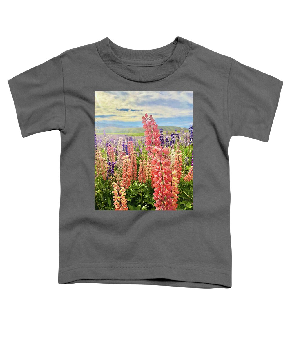 New Zealand Toddler T-Shirt featuring the photograph Lupines #1 by Maz Ghani