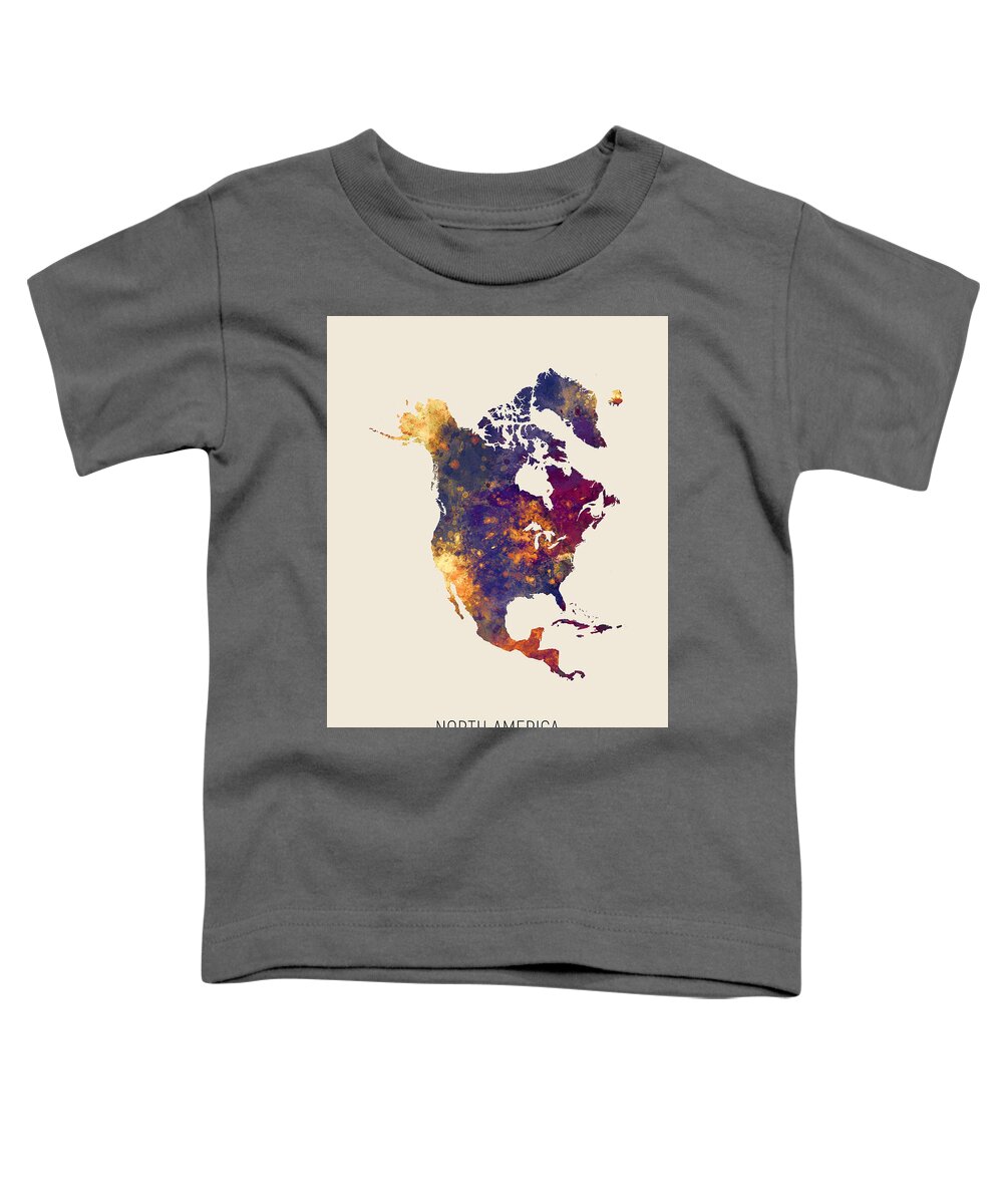 North America Toddler T-Shirt featuring the digital art North America Watercolor Map #1 by Michael Tompsett