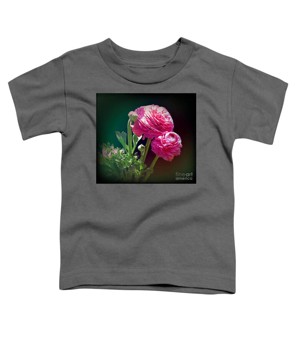 Pink Ranunculus Toddler T-Shirt featuring the photograph Pink Ranunculus by Trudee Hunter
