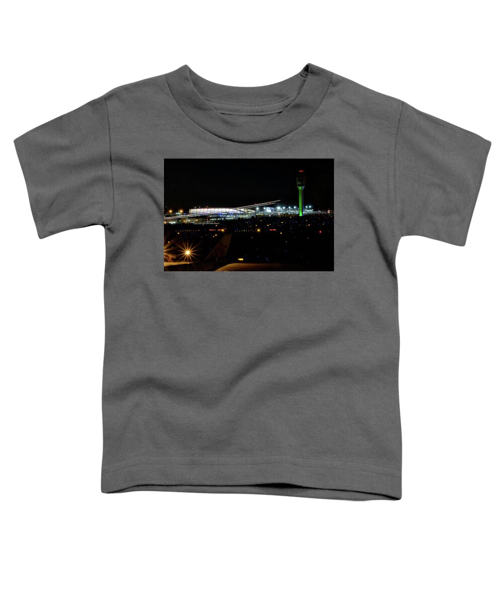 Planes Toddler T-Shirt featuring the photograph Planes at night #1 by Dmdcreative Photography