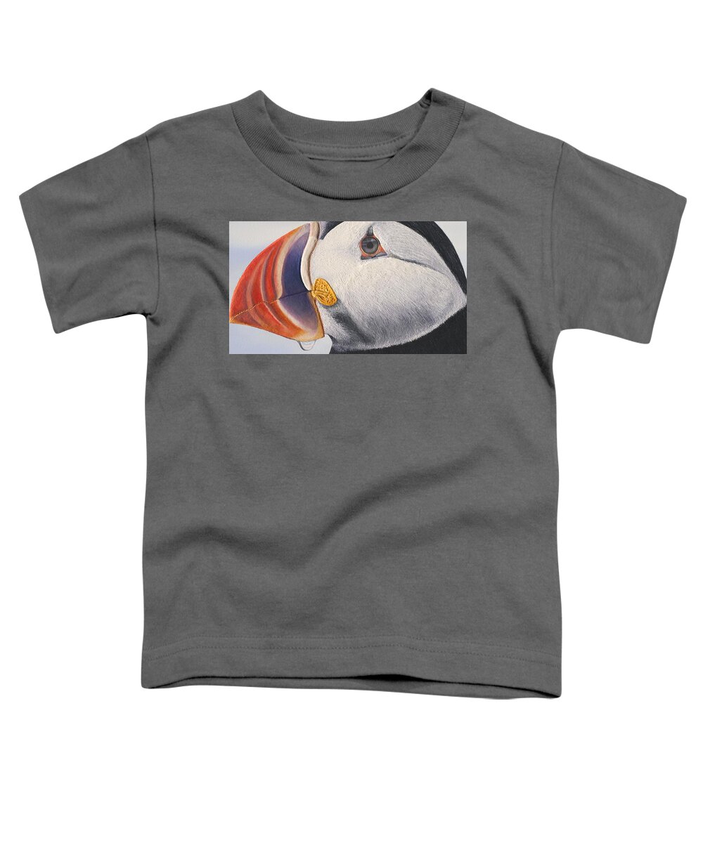 Puffin Toddler T-Shirt featuring the painting Puffin #2 by Russell Hinckley