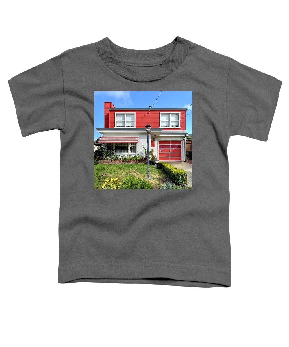  Toddler T-Shirt featuring the photograph Red And White House by Julie Gebhardt
