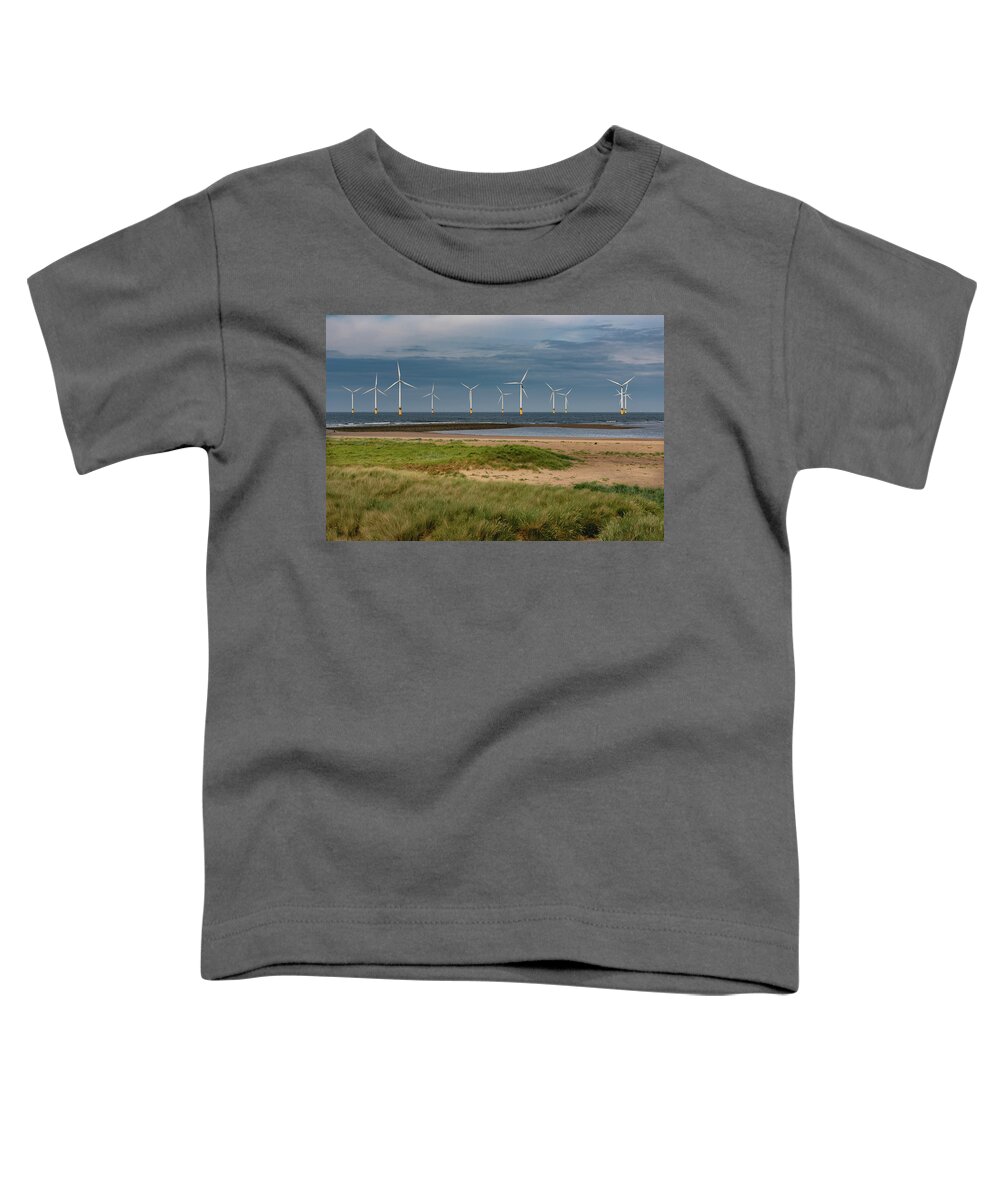 Coatham Sands Toddler T-Shirt featuring the photograph Redcar wind turbines #1 by Gary Eason