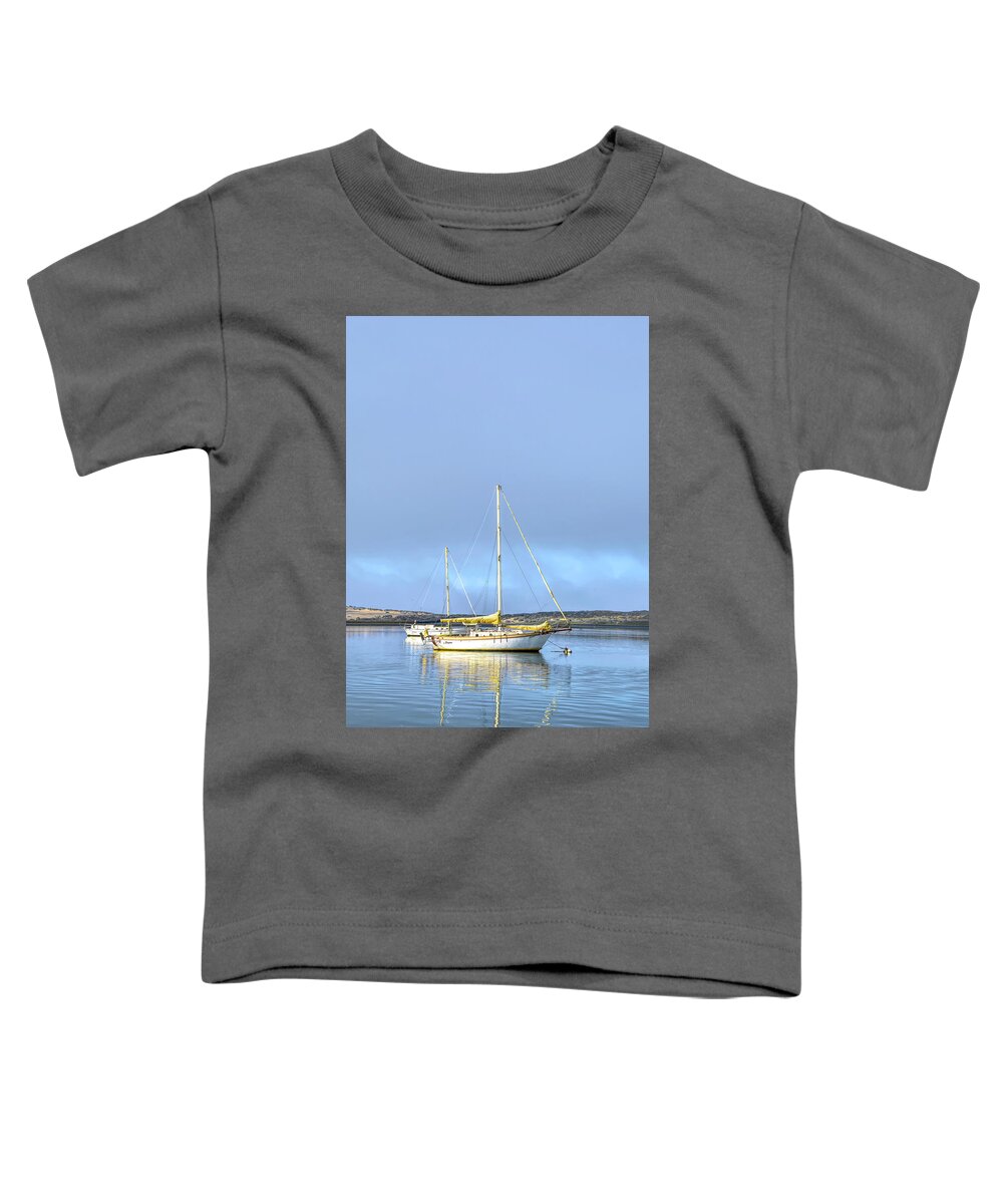 Morro Bay Harbor Toddler T-Shirt featuring the photograph Sail Boat in Quiet Water Morro Bay Full by Floyd Snyder