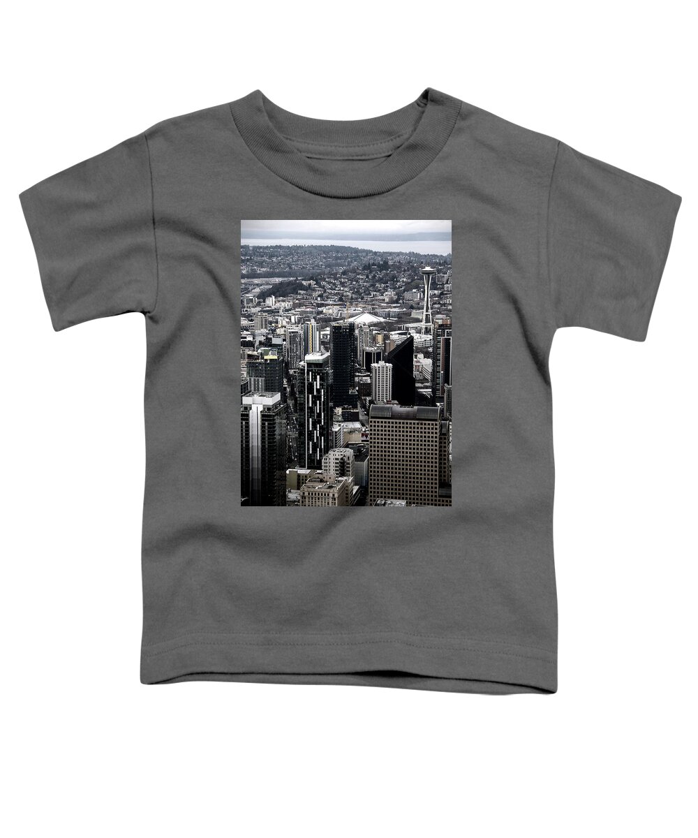 Seattle Toddler T-Shirt featuring the photograph Seattle Space Needle bw2019 by Cathy Anderson