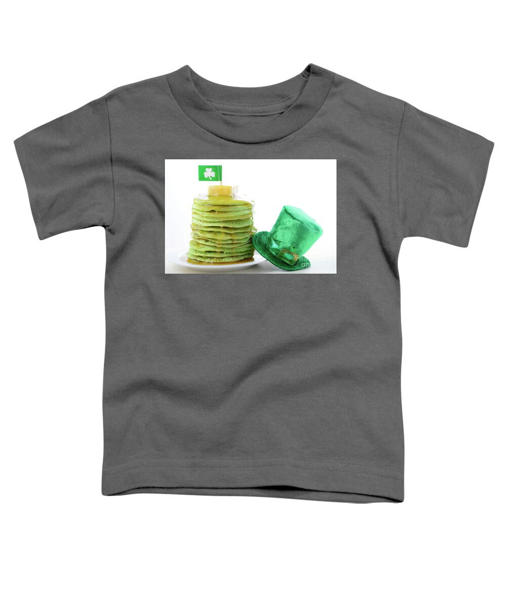 Breakfast Toddler T-Shirt featuring the photograph St Patricks Day green pancakes #1 by Milleflore Images