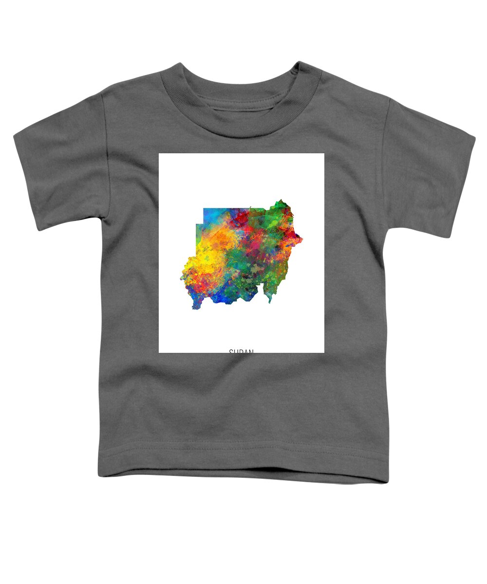 Sudan Toddler T-Shirt featuring the digital art Sudan Watercolor Map #1 by Michael Tompsett