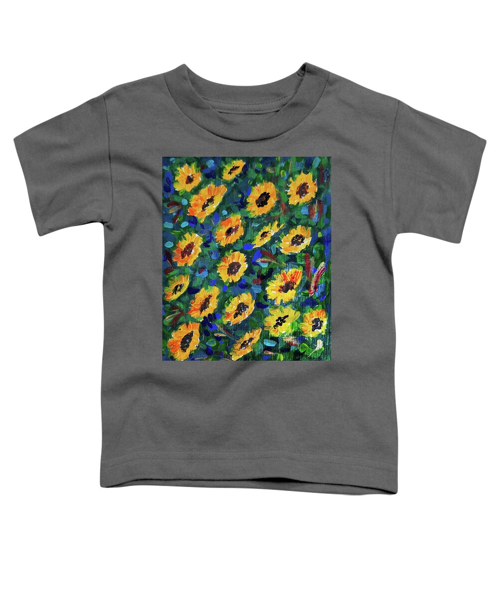 Sunflowers Toddler T-Shirt featuring the painting Sunflowers #1 by Asha Sudhaker Shenoy
