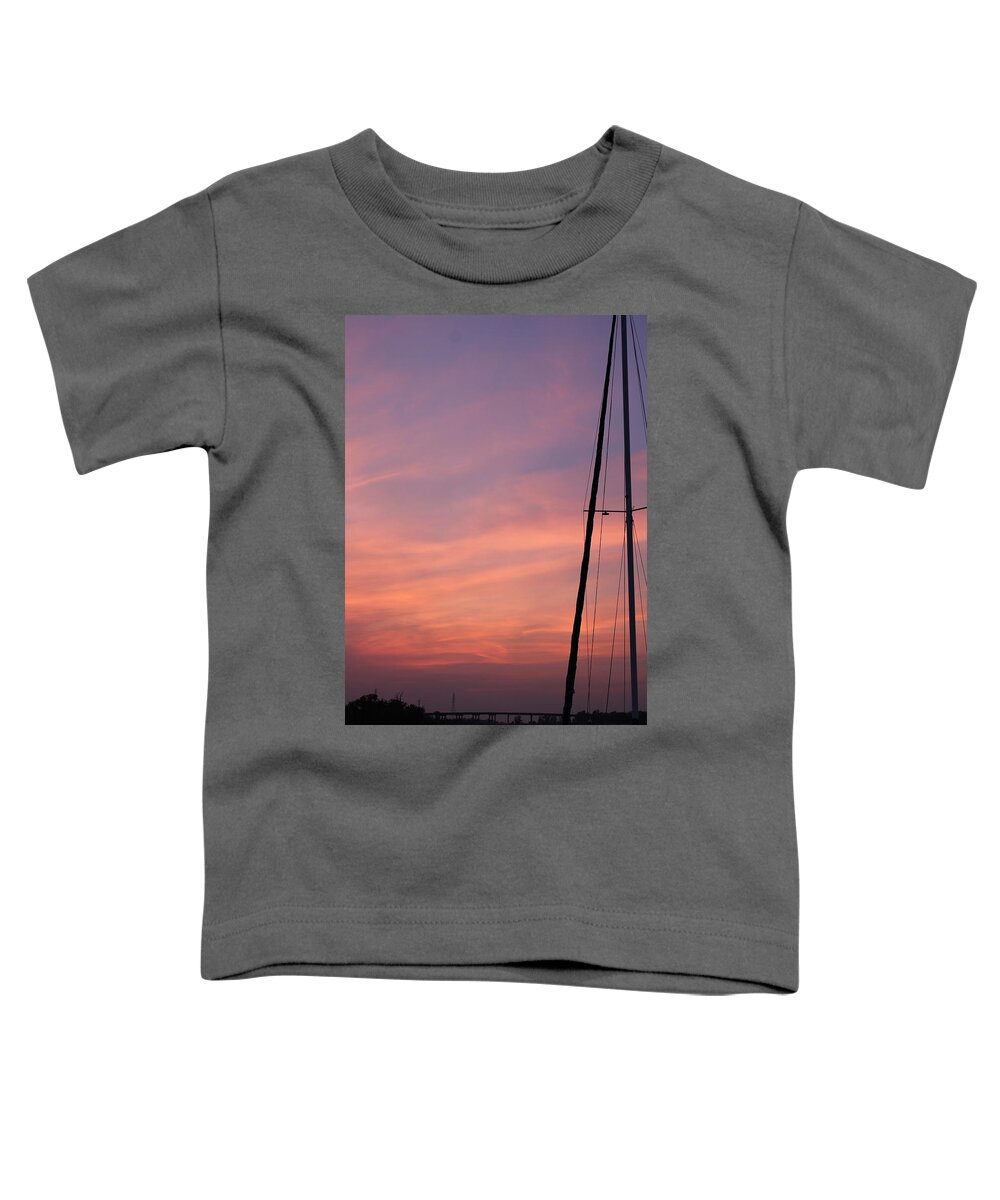 Uss North Carolina Toddler T-Shirt featuring the photograph Sunset Silhouette #1 by Heather E Harman