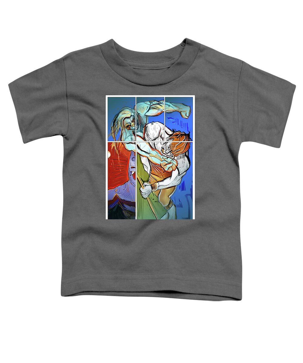 Toddler T-Shirt featuring the painting The Brawl #1 by John Gholson
