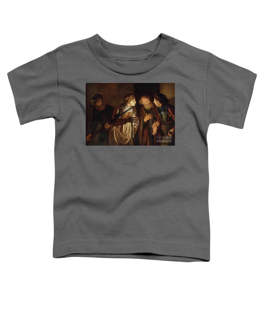 Coster Toddler T-Shirt featuring the painting The Denial of Saint Peter by Adam de Coster