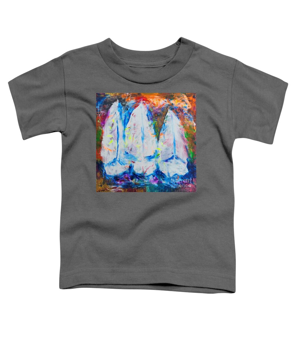  Toddler T-Shirt featuring the painting Three Sailboats #1 by Mark SanSouci