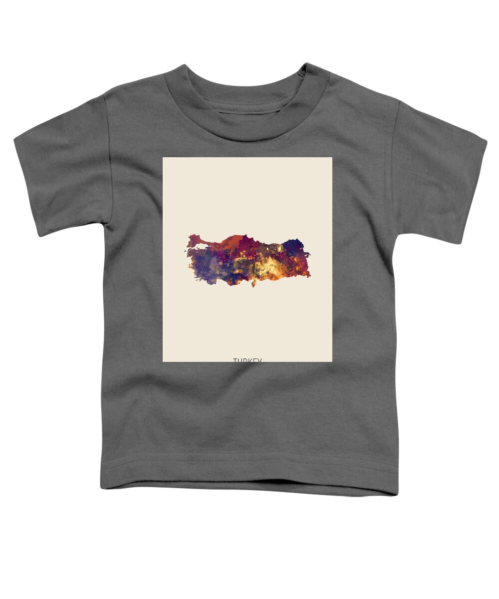 Turkey Toddler T-Shirt featuring the digital art Turkey Watercolor Map #1 by Michael Tompsett