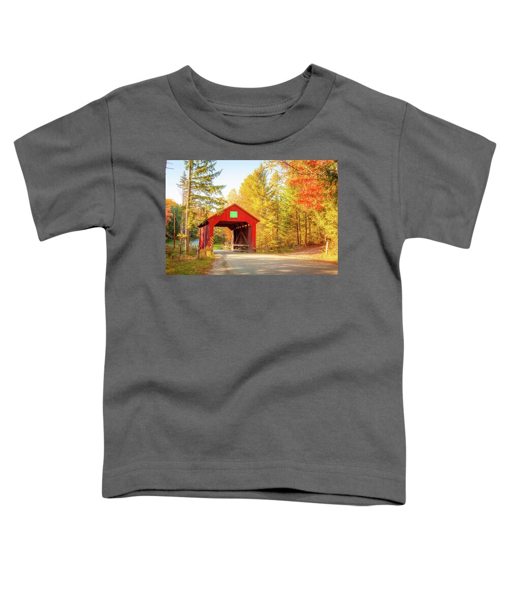Moseley Covered Bridge Toddler T-Shirt featuring the photograph Vermonts Moseley covered bridge #2 by Jeff Folger