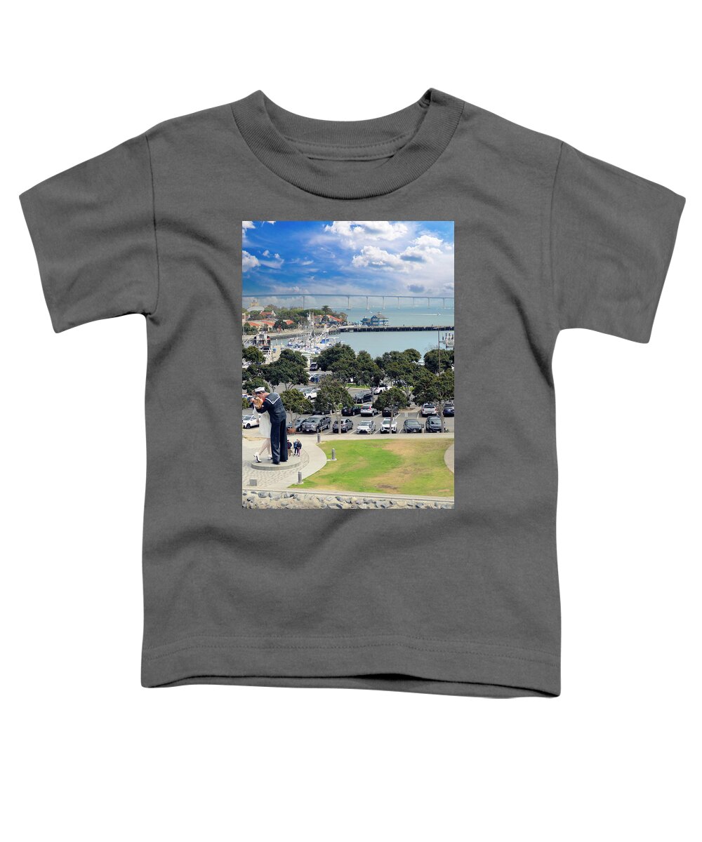 Sailor Toddler T-Shirt featuring the photograph Victory Kiss San Diego #1 by Chris Smith