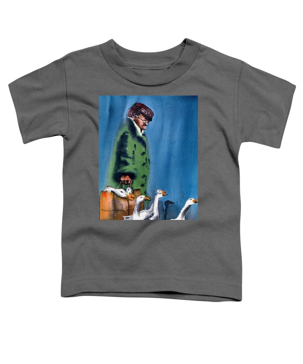  Toddler T-Shirt featuring the painting Walkies #1 by Val Byrne