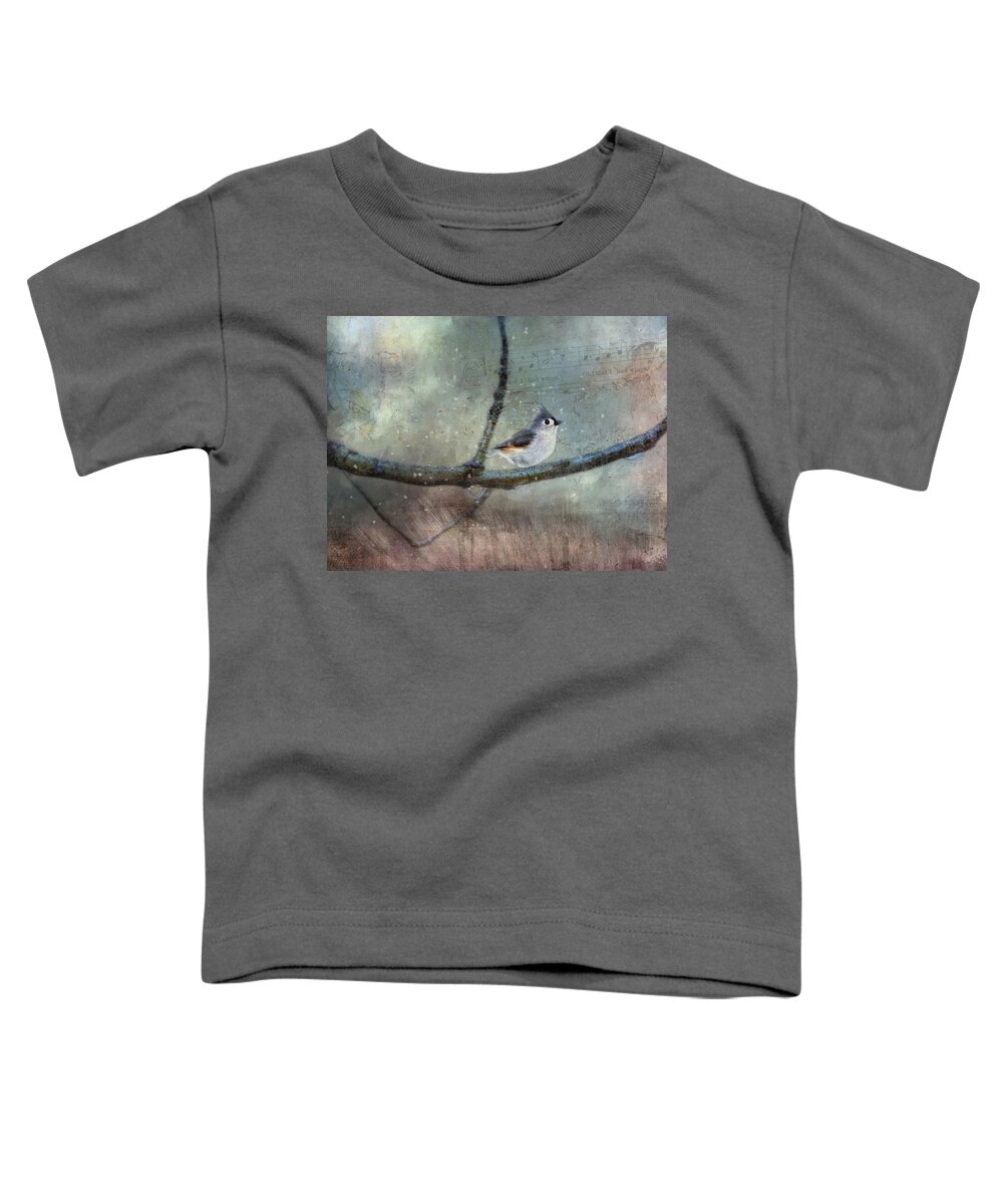 Photography Toddler T-Shirt featuring the digital art Winter Bird Song by Terry Davis