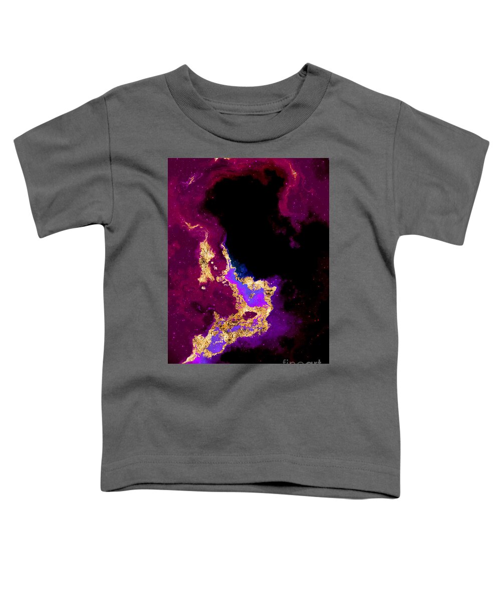 Holyrockarts Toddler T-Shirt featuring the mixed media 100 Starry Nebulas in Space Abstract Digital Painting 018 by Holy Rock Design