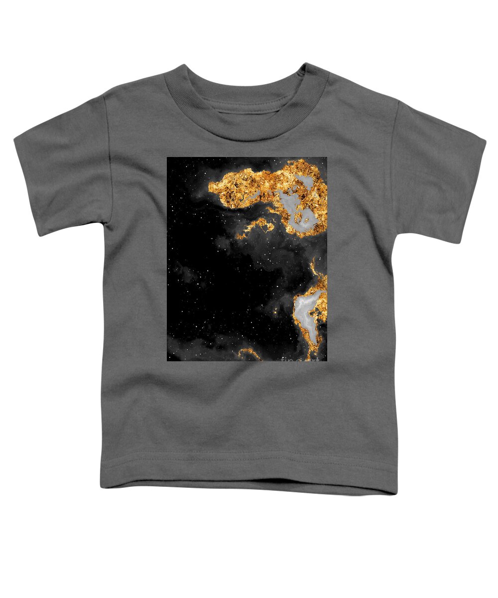 Holyrockarts Toddler T-Shirt featuring the mixed media 100 Starry Nebulas in Space Black and White Abstract Digital Painting 024 by Holy Rock Design