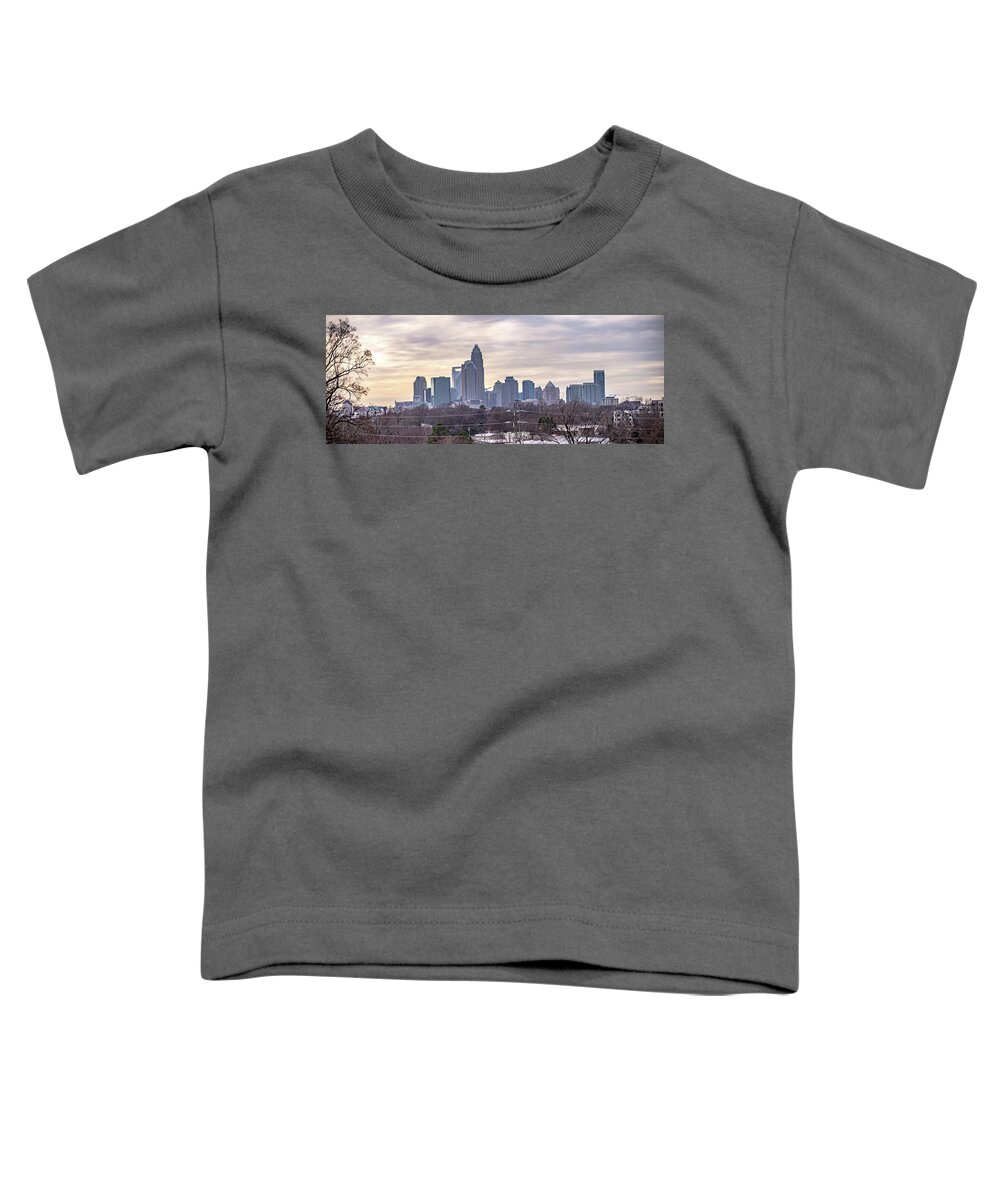Infrastructure Toddler T-Shirt featuring the photograph Sunset And Overcast Over Charlotte Nc Cityscape #14 by Alex Grichenko