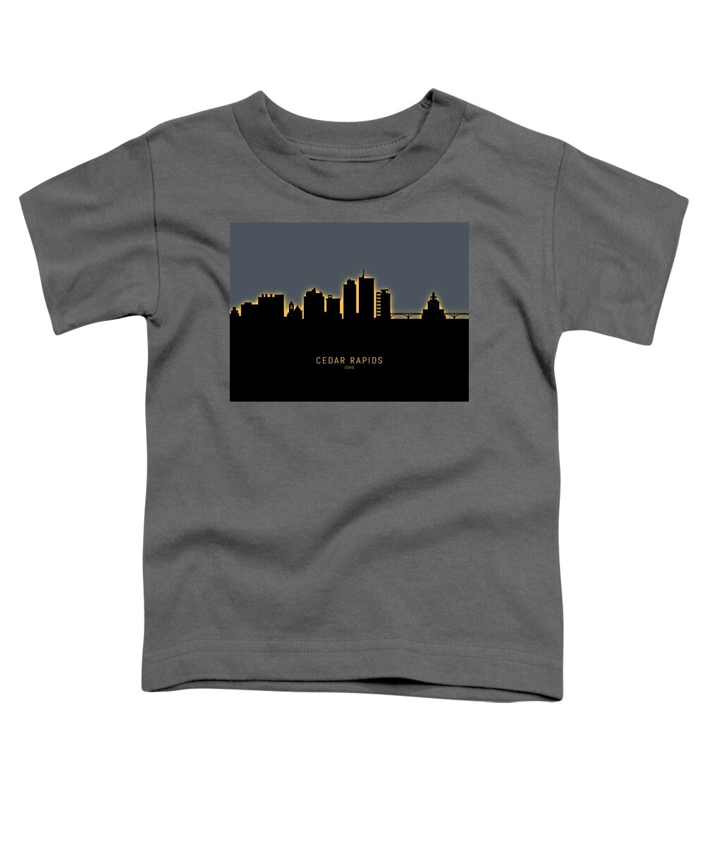 Cedar Rapids Toddler T-Shirt featuring the digital art Cedar Rapids Iowa Skyline #16 by Michael Tompsett