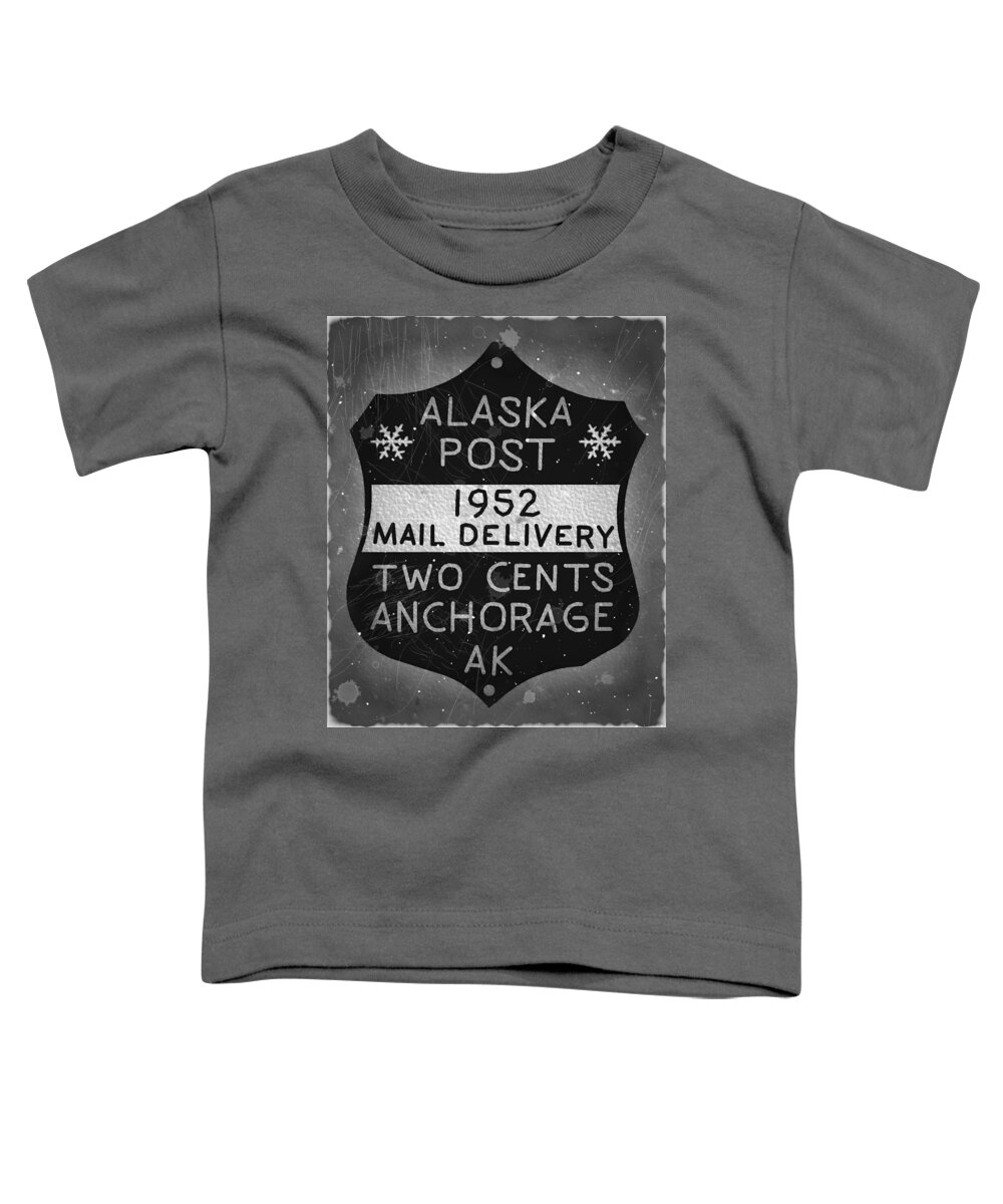 Dispatch Toddler T-Shirt featuring the digital art 1952 Union PO - Anchorage Alaska - 2cts. Local Mail Delivery - Winter Gray - Mail Art Post by Fred Larucci