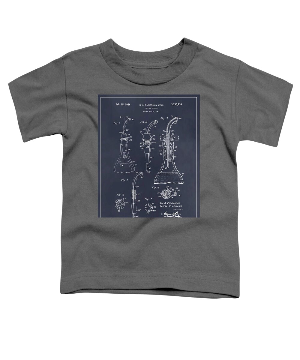 1964 Bottle Pourer Patent Print Toddler T-Shirt featuring the drawing 1964 Bottle Pourer Blackboard Patent Print by Greg Edwards